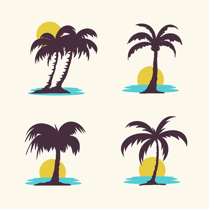 Hình ảnh cây dừa trên đảo file vector mẫu KS682