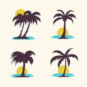 Hình ảnh cây dừa trên đảo file vector mẫu KS682