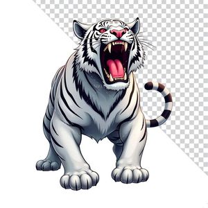 Hình ảnh chú hổ trắng dũng mãnh file PNG mẫu CR1044