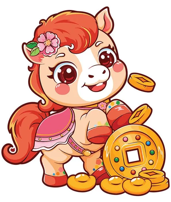 Linh Vật Ngựa Tết Nguyên Đán Dễ Thương - Hình Minh Họa Vector EPS