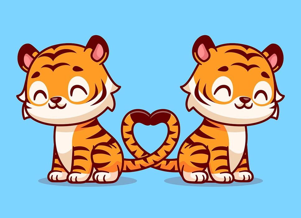 Hình ảnh hai chú hổ cute file vector mẫu CR1514