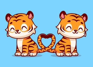 Hình ảnh hai chú hổ cute file vector mẫu CR1514