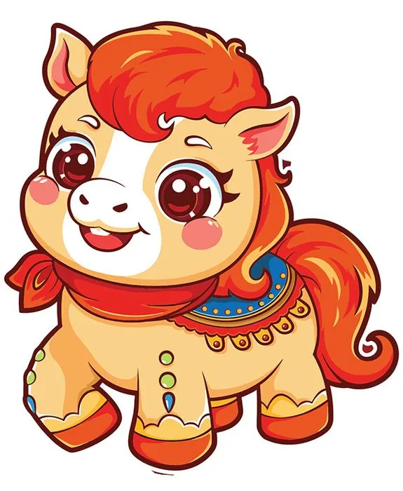 Linh Vật Ngựa Tết Nguyên Đán Dễ Thương - Hình Minh Họa Vector EPS