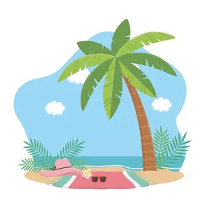 Hình ảnh cây dừa ngoài bãi biển file vector mẫu KS623