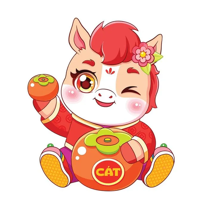 Linh Vật Ngựa Tết Nguyên Đán Dễ Thương - Minh Họa Vector EPS