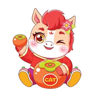 Linh Vật Ngựa Tết Nguyên Đán Dễ Thương - Minh Họa Vector EPS