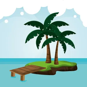 Hình ảnh cây dừa ngoài đảo file vector mẫu KS592