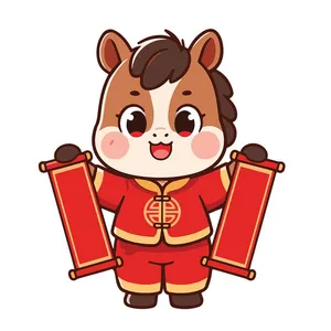 Linh Vật Ngựa Tết Nguyên Đán Dễ Thương - Minh Họa Vector EPS