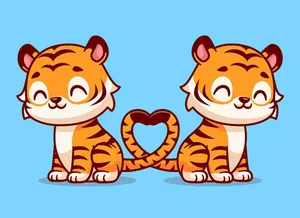 Hình ảnh hai chú hổ đáng yêu flie vector mẫu KS39