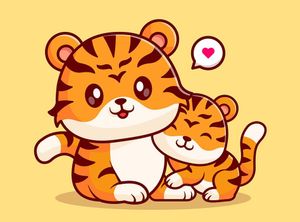 Hình ảnh hai mẹ con chú hổ cute file vector mẫu CR1519