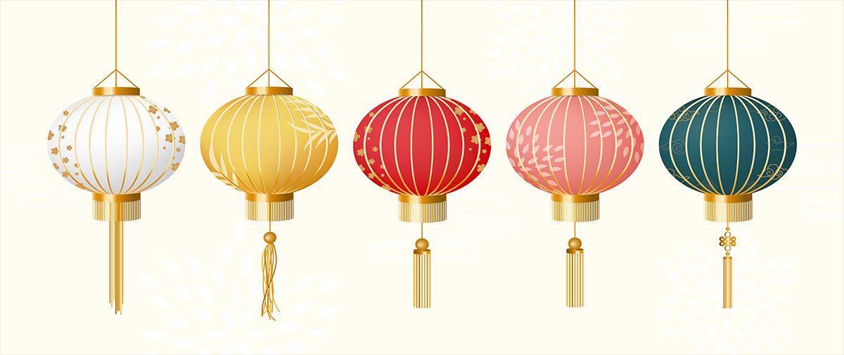 Bộ sưu tập đèn lồng nhiều màu sắc file vector mẫu CR444