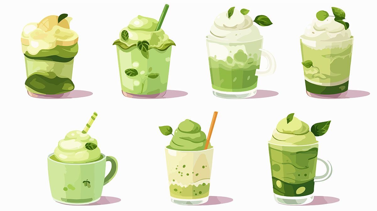 Hình ảnh cốc trà sữa matcha file vector mẫu CR666