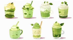 Hình ảnh cốc trà sữa matcha file vector mẫu CR666