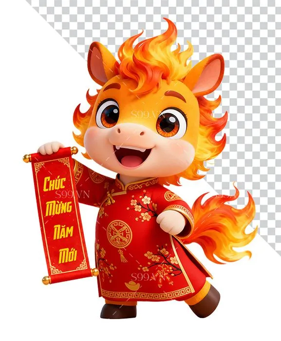 Ngựa Tết 2024 Hoạt Hình Dễ Thương – PNG Chất Lượng Cao Cho Thiết Kế