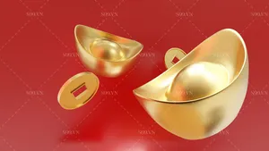 Hình ảnh thỏi vàng cùng tiền vàng file JPG mẫu CR1895