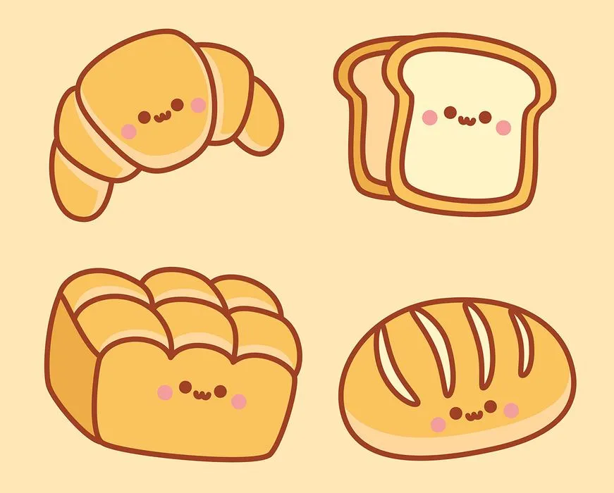 Bộ sưu tập hình minh họa bánh mì và bánh ngọt dễ thương