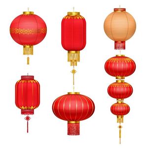 Đèn lồng treo màu đỏ hình tròn cổ xưa file vector mẫu CR435