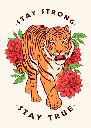 Poster chú hổ và hoa flie vector mẫu KS83