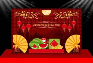 Backdrop Tết 2026 Đậm Chất Truyền Thống Việt Nam - File CDR