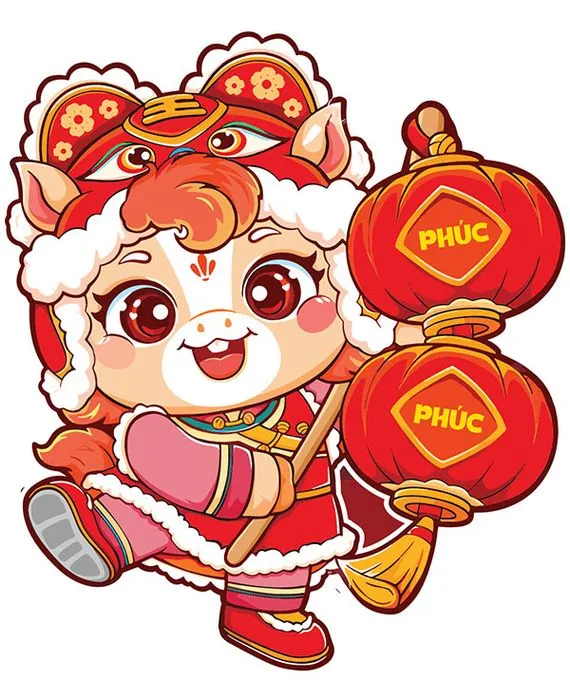 Linh Vật Ngựa Tết Nguyên Đán Dễ Thương - Hình Minh Họa Vector EPS