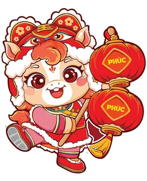 Linh Vật Ngựa Tết Nguyên Đán Dễ Thương - Hình Minh Họa Vector EPS