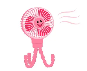Hình ảnh cái quạt màu hồng cầm tay file vector mẫu OC15