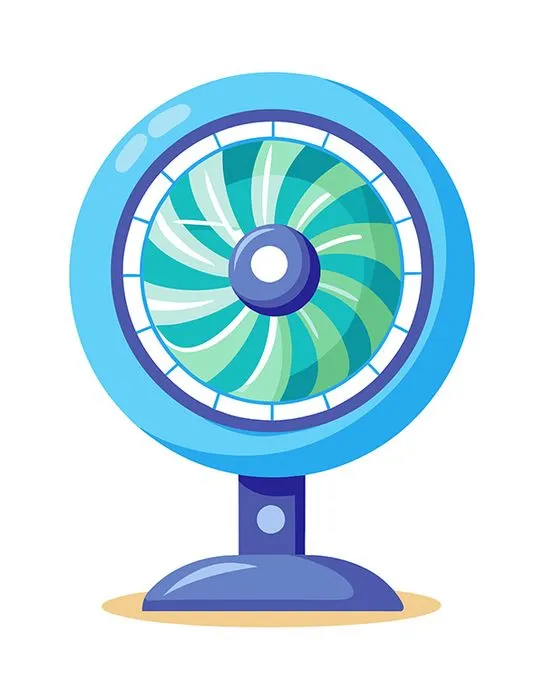 Hình ảnh cái quạt điện màu xanh file vector mẫu OC71