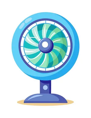 Hình ảnh cái quạt điện màu xanh file vector mẫu OC71