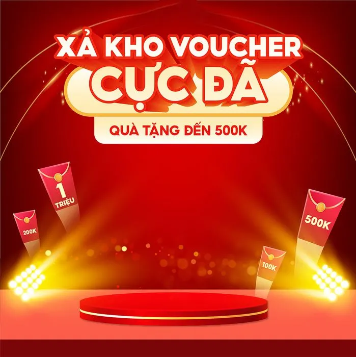 Background Sale Tết Cực Đã - Voucher Đến 500K - Đón Xuân Rực Rỡ