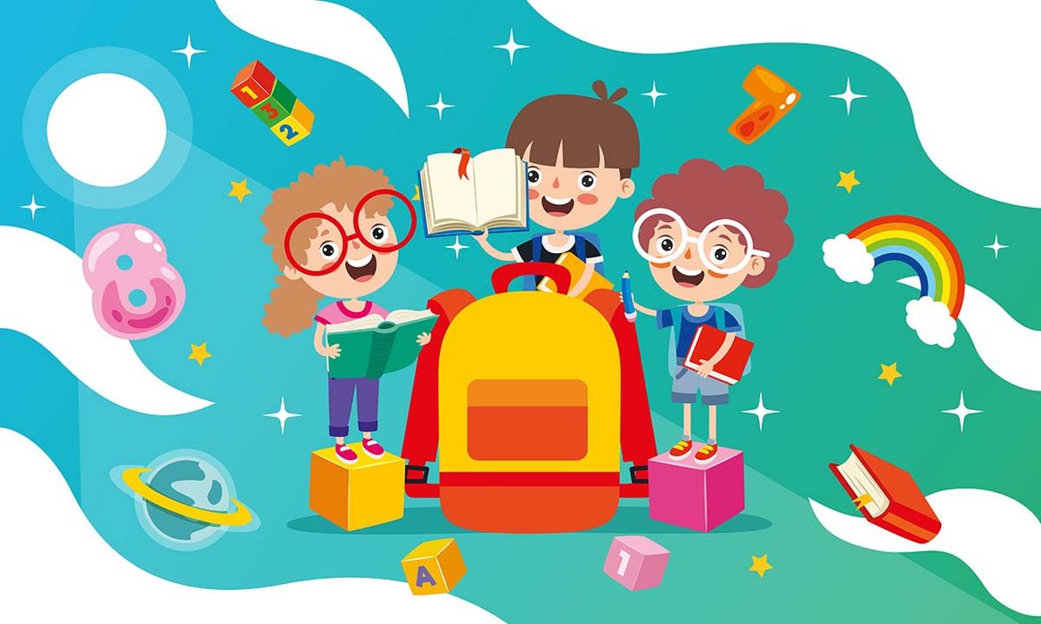 Background bé cùng nhau học tập file vector mẫu CR272