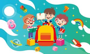 Background bé cùng nhau học tập file vector mẫu CR272