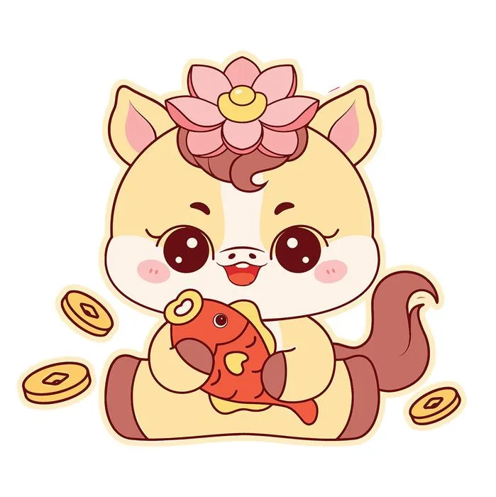 Linh Vật Ngựa Tết Dễ Thương - Hình Minh Họa Vector EPS