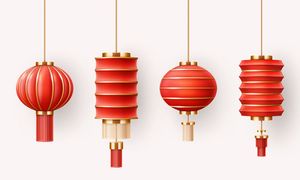 Hình ảnh đèn lồng màu đỏ trang trí lễ hội tết file vector mẫu CR318