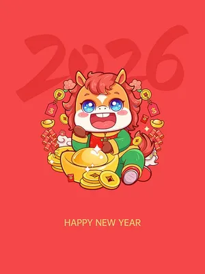 Poster Tết Ngựa 2026 Chú Ngựa May Mắn Đón Xuân Vui Tươi (EPS)