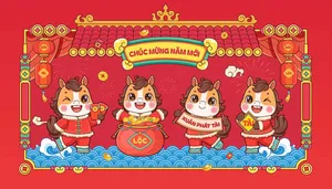 Linh Vật Ngựa Tết Nguyên Đán Dễ Thương - Minh Họa Vector EPS