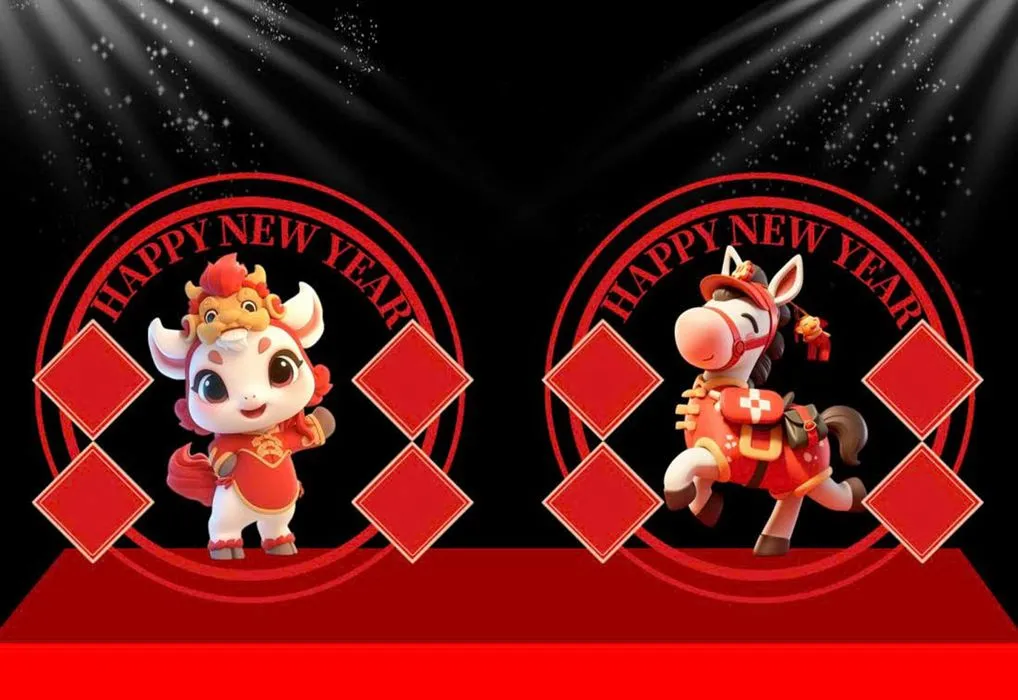 Backdrop Tết 2024 Hình Ảnh Con Giáp Dễ Thương - File CDR