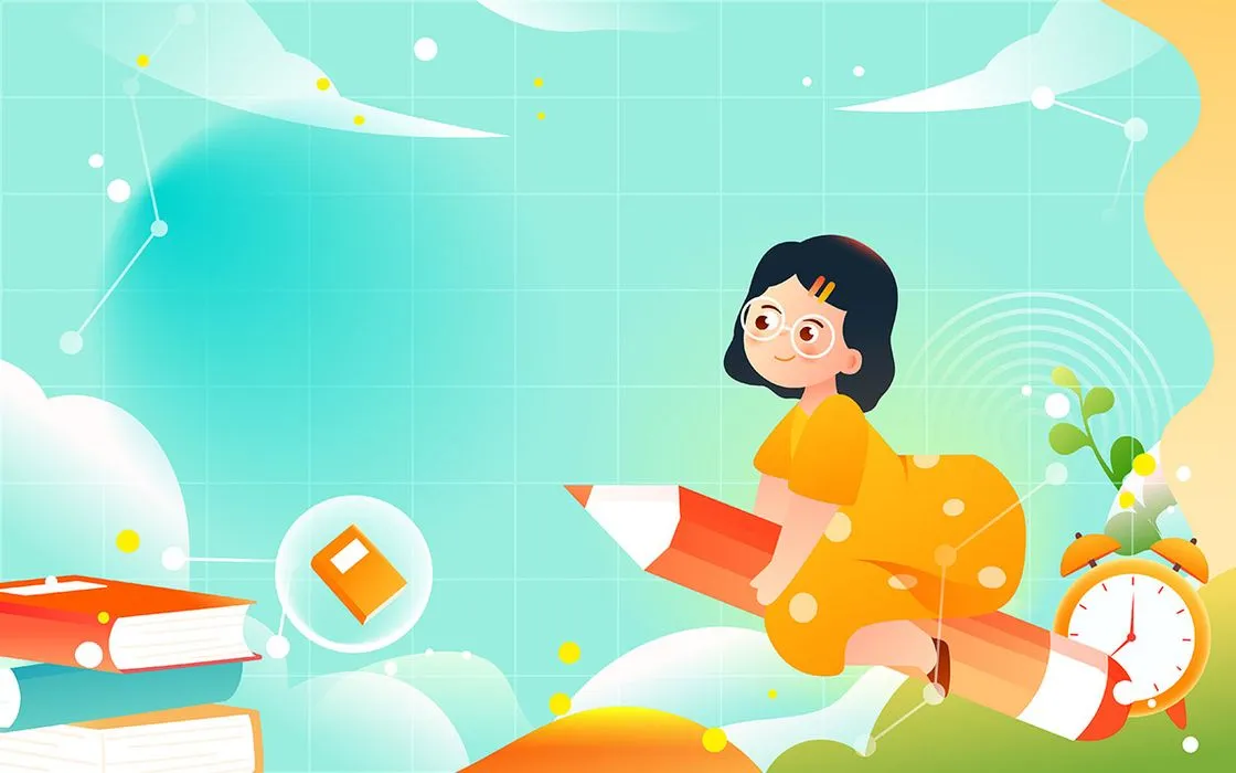 Background bé gái học tập file vector mẫu KS131
