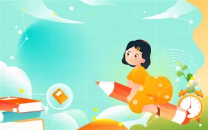 Background bé gái học tập file vector mẫu KS131