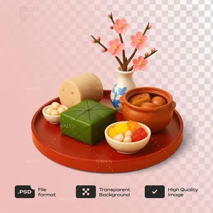 Mâm Cỗ Tết Cổ Truyền Việt Nam - Hình Minh Họa PNG Chất Lượng Cao