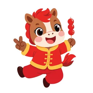 Linh Vật Ngựa Tết Nguyên Đán Dễ Thương - Hình Minh Họa Vector EPS