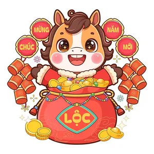 Linh Vật Ngựa Tết Nguyên Đán Dễ Thương - Hình Minh Họa Vector EPS