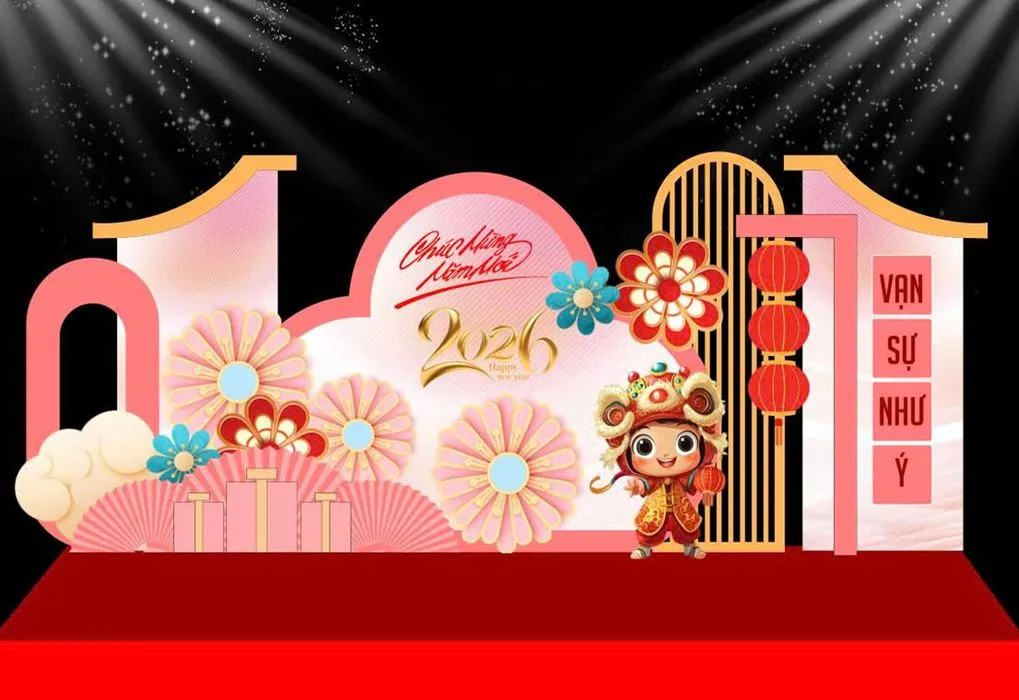 Backdrop Tết 2026 Đậm Chất Truyền Thống - File CDR Độc Đáo