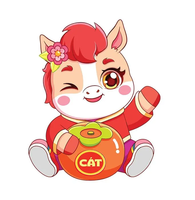 Linh Vật Ngựa Tết Nguyên Đán Dễ Thương - File EPS Vector Chất Lượng Cao