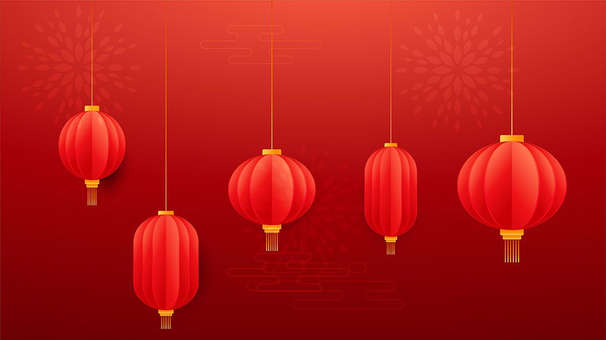 Hình ảnh đèn lồng màu đỏ file vector mẫu CR472