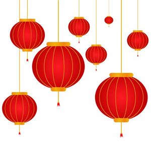 Hình ảnh đèn lồng màu đỏ trang trí lễ hội tết file vector mẫu CR335