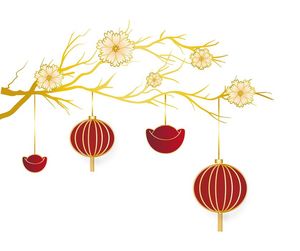 Hình ảnh đèn lồng màu đỏ trang trí ngày lễ tết file vector mẫu CR353