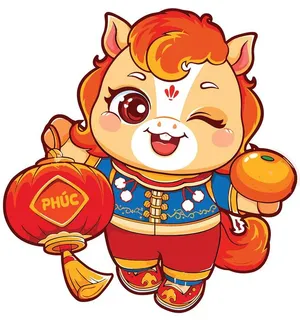 Linh Vật Ngựa Tết Vui Nhộn - Hình Minh Họa Vector EPS Độc Đáo