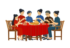 Gia Đình Đoàn Viên Tết - Hình Minh Họa Vector EPS