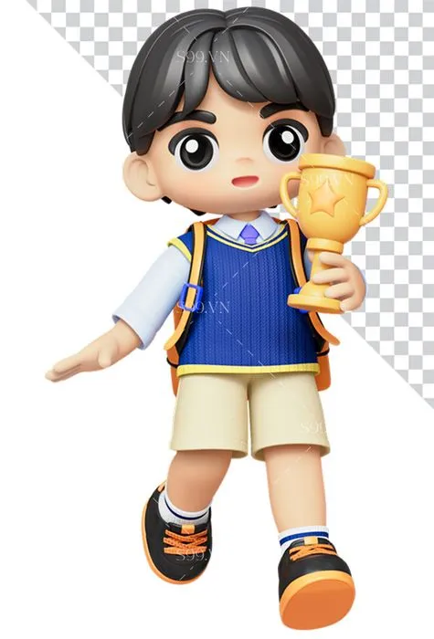 Hình ảnh cậu bé đạt cup học tập file PNG mẫu CR1732