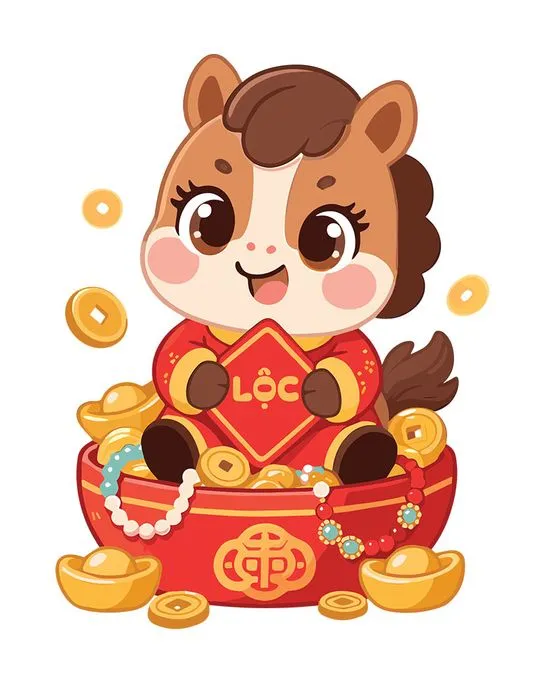 Linh Vật Ngựa Tết Bính Ngọ 2026 - Hình Minh Họa Vector EPS